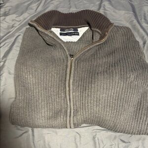 Tommy Hilfiger Men's Taupe Zip-Up Sweater